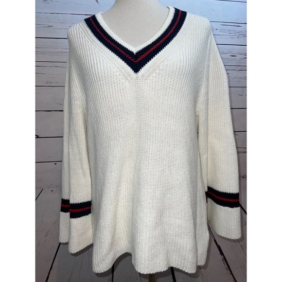 Cabi Varsity Ace‎ Sweater 5639 Medium Chunky Knit Grandpa Pullover Vneck - Picture 7 of 8